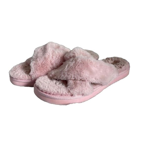 Koolaburra UGG Ballia Fur Slides Pink Women Size 8 Fuzzy Slip On Shoes Slippers - Picture 1 of 7